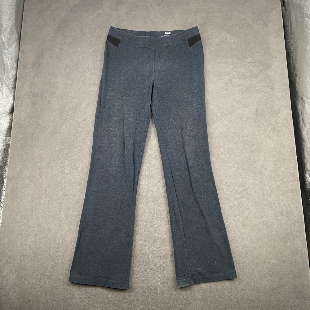 FILA Bootcut Yoga Pants Womens Large Gray Cotton Stretch Side Panels High Waist